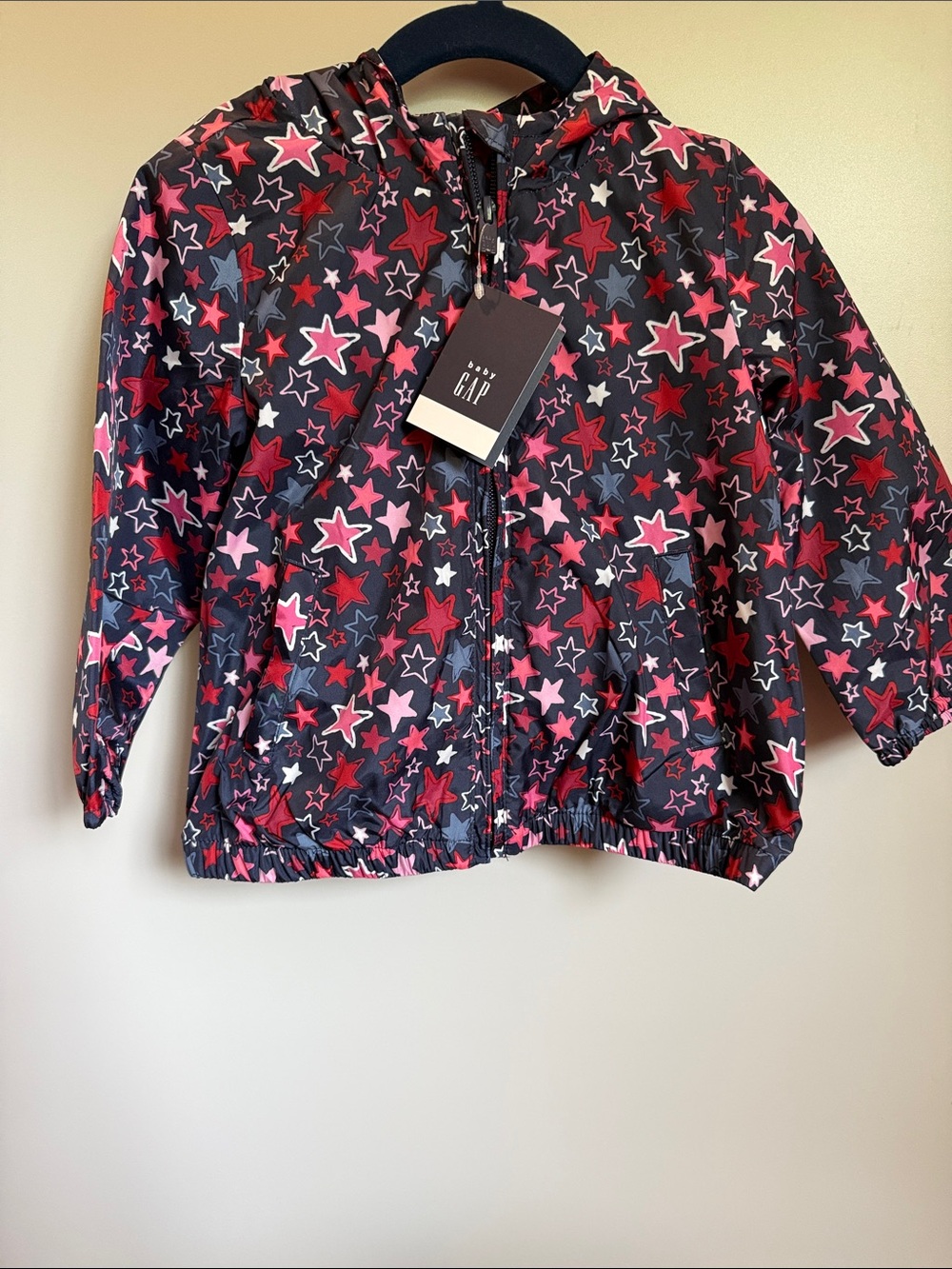 GAP Kids Star-Print Hooded Windbreaker - Pink, Red & Navy